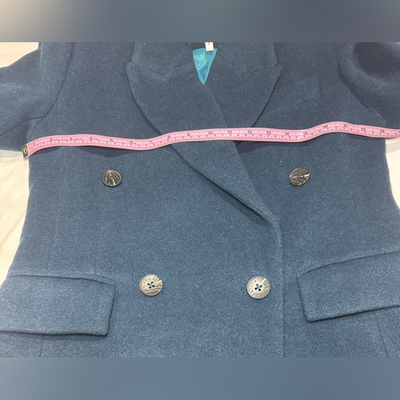 AVEC LES FILLES Wool Blend Double-Breasted Tailored Coat Size M Color Deep Teal - Picture 7 of 7